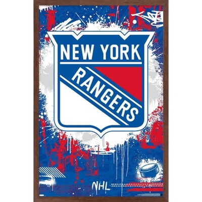 Trends International Nhl New York Rangers - Adam Fox Feature Series 23  Framed Wall Poster Prints Mahogany Framed Version 22.375 X 34 : Target