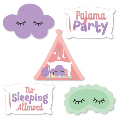Big Dot of Happiness Pajama Slumber Party - DIY Shaped Girls Sleepover Birthday Party Cut-Outs - 24 Count