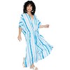 HAPPY BAY Women's Summer Vacation Loungewear Casual Long Kaftan Beach Cover Up Dress Maxi Dresses Caftans for Women 2X-3X Blue Stripes - 4 of 4