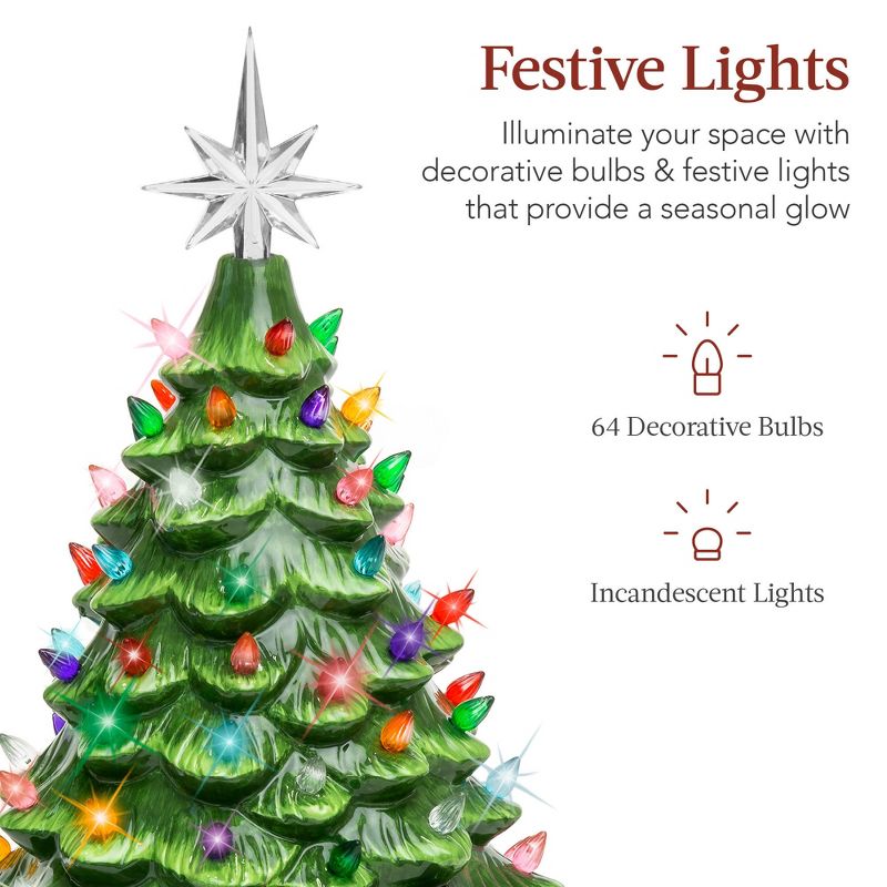Best Choice Products 15in Ceramic Christmas Tree, Pre-lit Hand-Painted Holiday Decor w/ 64 Lights, 3 of 8