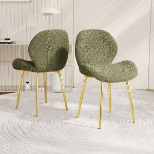 Kumasinova Teddy Velvet Dining Chairs Set of 2,Chairs with Gold Metal Legs,Ergonomic Backrest,Upholstered Chairs for Kitchen,Restaurant,Office - 1 of 4