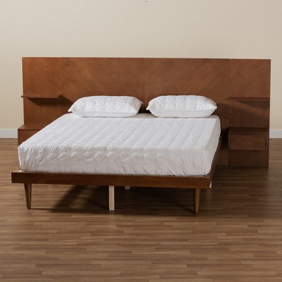 Graham Ash Walnut Queen Platform Bed with Storage and Nightstands