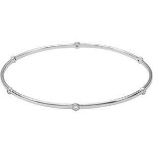 Pompeii3 1/4 Ct TDW Bezel Station Diamond Bangle Bracelet 14k White Gold 8" - 1 of 2