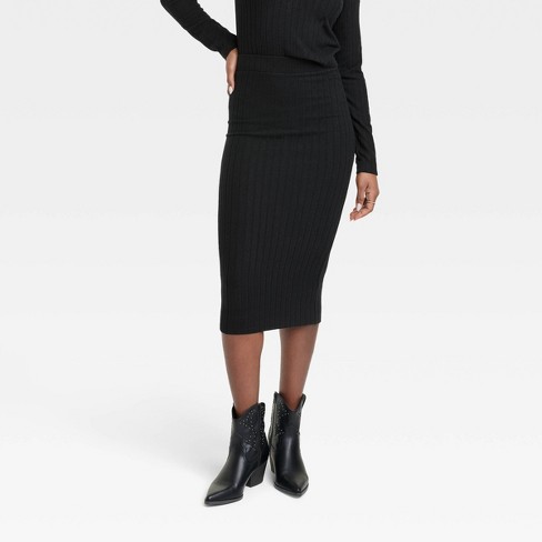 Women's Knit Pencil Midi Skirt - Universal Thread™ Black Xl : Target