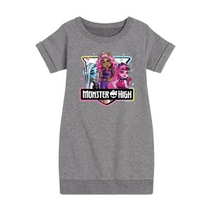 Girls' - Mattel - Girl Group Crest Graphic Short Sleeve Fleece Dress - 1 of 4