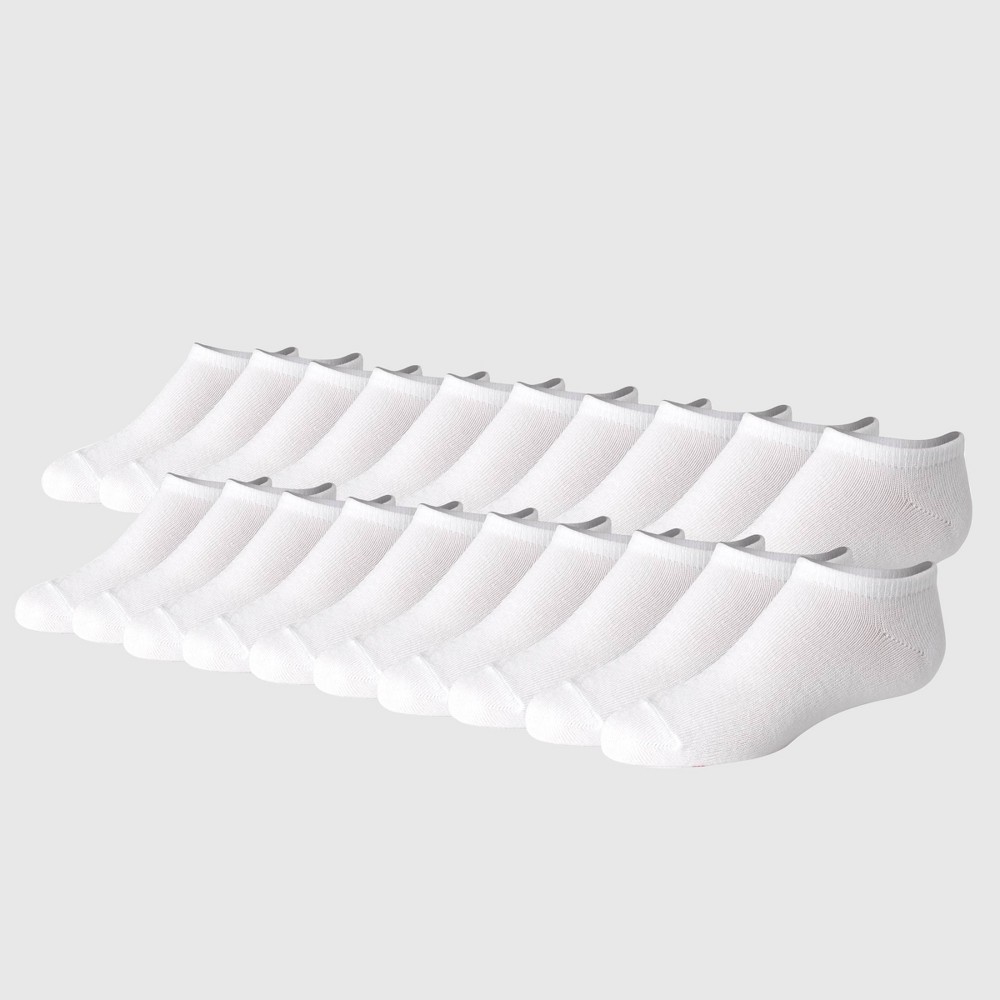 Hanes Girls' 20pk No Show Socks - White S