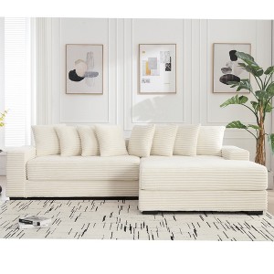 TiramisuBest Oversized Corduroy L Shaped Sofa  Modular sofa Left Chaise Eight Pillows Two Piece Corner Couch - 1 of 4