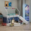 Twin Size Loft Bed with Slide, Curtain Set, and Pennant Banner Flag - 2 of 4