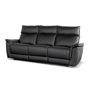 HOMES: Inside + Out Bisous 85.8" Sofa Leatherette with Manual Side Lever Recliner and Flared Padded Arms Black - 1 of 4