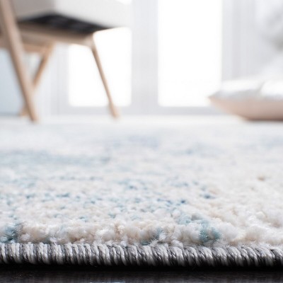 Blue Abstract Stain-Resistant Synthetic Area Rug 24" x 8"