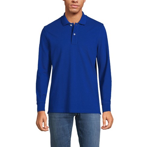 Lands' End Men's Comfort First Long Sleeve Mesh Polo - Large - Evening ...