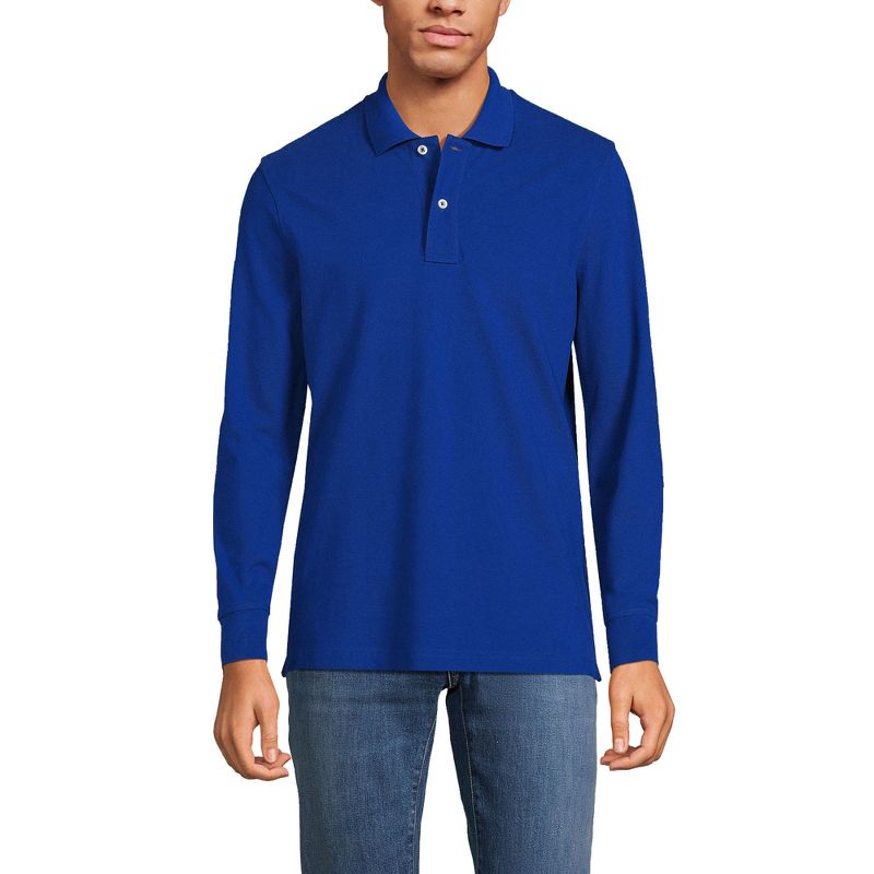 Lands' End Men's Comfort First Long Sleeve Solid Mesh Polo, 1 of 6