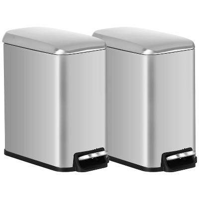 LunaLulinlk 1.3 Gallon Stainless Steel Trash Can with Removable Bucket for Indoor, 2 Pack(Silver)