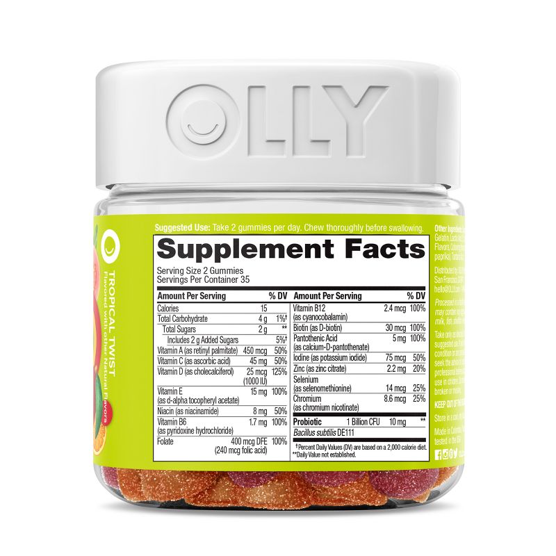 OLLY Adult Multivitamin + Probiotic Supplement Gummies - 70ct, 4 of 12