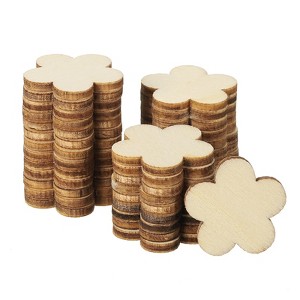 Unique Bargains Unfinished Cutouts Decoration Craft Wooden Flowers 50 Pcs - 1 of 4