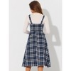 INSPIRE CHIC Women's Plaid Vintage Sleeveless A-Line Overall Pinafore Dress - 4 of 4