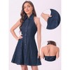 Allegra K Women's Halter Neck Button Down Shirt Denim A-Line Mini Dresses - 2 of 4