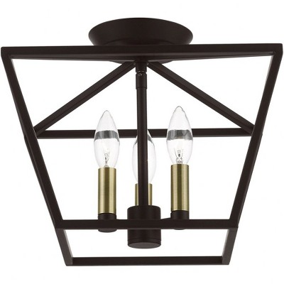 Casual Vibe Bronze & Antique Brass 3-Light Semi-Flush Mount