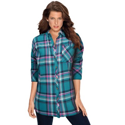 Roaman's Women's Plus Size Plaid Flannel Tunic