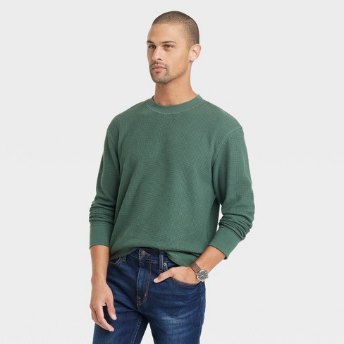 Men's Regular Fit Long Sleeve Crewneck T-shirt - Goodfellow & Co™ Aqua  Green S : Target