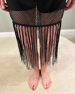 Women's Fishnet Fringe Cover Up Midi Dress - Wild Fable™ Black 3x
