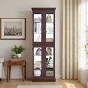 SpassWay 71"H Lighted Cabinet With Adjustable Shelves Lighted Corner Curio Suitable for Living Room Cherry white Oak - 3 of 4