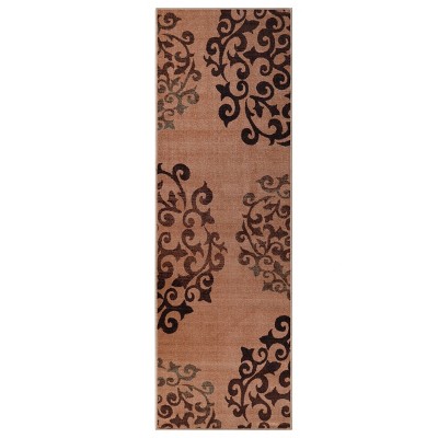 Classic Medallion Floral Scroll Non-Slip Washable Indoor Runner or Area Rug by Blue Nile Mills