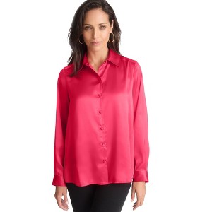 Jessica London Women's Plus Size Satin Boyfriend Shirt - 1 of 4
