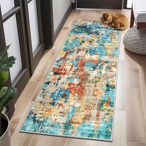 Hallway Runner Rug Washable Modern Abstract Area Rug Non Slip Floor Carpet, Low Pile Non Shedding Rug for Entryway, Kitchen - 1 of 4