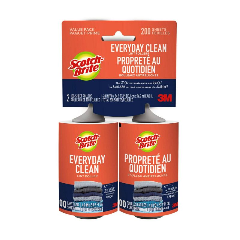 Scotch-Brite Everyday Clean Lint Rollers - 100 sheets Per Roller, 1 of 12