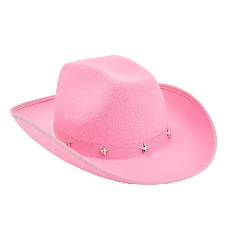 Zodaca Felt Cowgirl Hat for Women and Men, Costume Party Halloween Props & Head Accessories, Pink, 14.8 x 10.6 x 5.9 in, 5 of 9