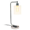 Creekwood Home Vintage Vantage 18.8" Curved Arm Desk Lamp with Glass Shade and USB Ports - 4 of 4