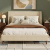 Merax Modern Upholstered Platform Bed with Wingback Headboard and Walnut Wooden Legs - 2 of 4