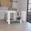 Okak Kitchen Island with Storage Cabinet Door, Countertop Organizer with 2 Internal Shelves and 1 Open Shelf, Small Kitchen Island for Kitchen, White - 2 of 4