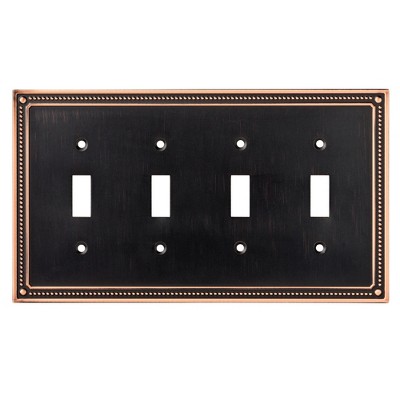 Franklin Brass Classic Beaded Quad Switch Wall Plate Bronze