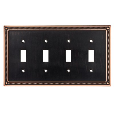 Franklin Brass Classic Beaded Quad Switch Wall Plate Bronze