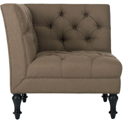 Olive Tufted Linen Polyester Accent Chair with Spindle Legs