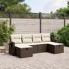 vidaXL 6 Piece Patio Sofa Set with Cushions Brown and Cream Poly Rattan - Without Storage - 2 of 4