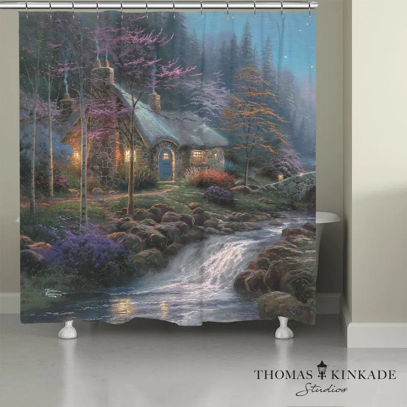 Thomas Kinkade Twilight Cottage Shower Curtain - Multicolored, 1 of 2
