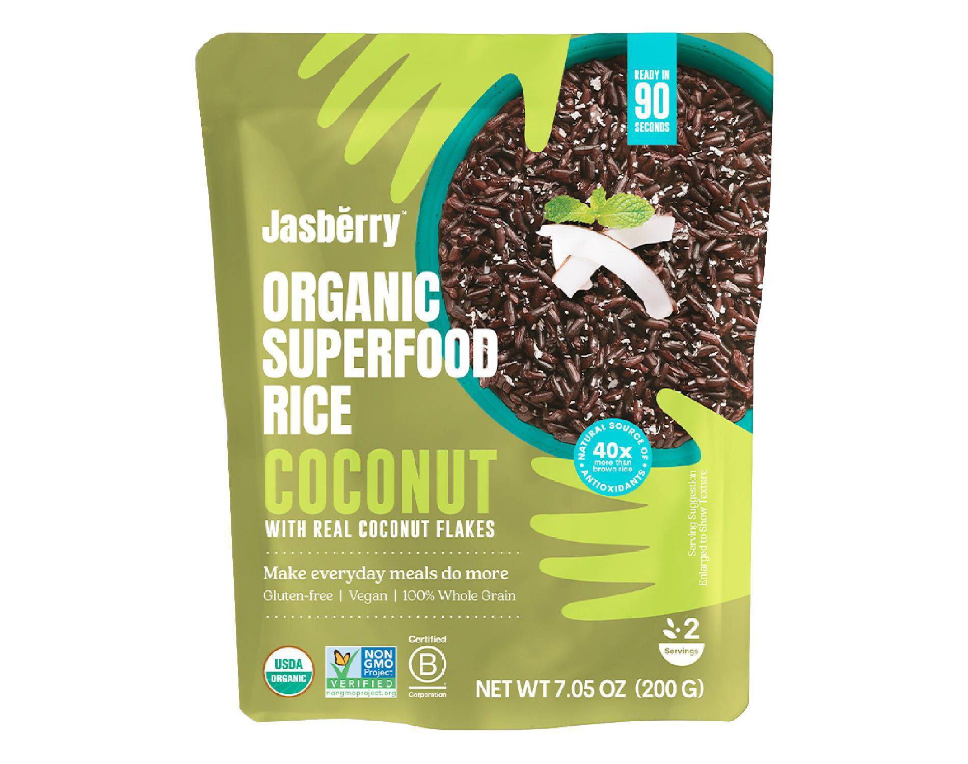 Jasberry Organic Gluten-Free Ready-to-Eat Superfood Rice with Coconut Flakes - 7.05oz