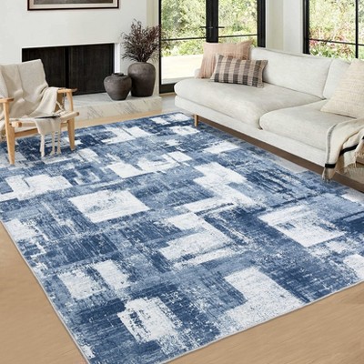 Modern Abstract Geometric Area Rug Machine Washable Rug With Non-Slip Backing Stain Resistant Easy Cleaning Indoor Low Pile Floor Cover For Home Decor
