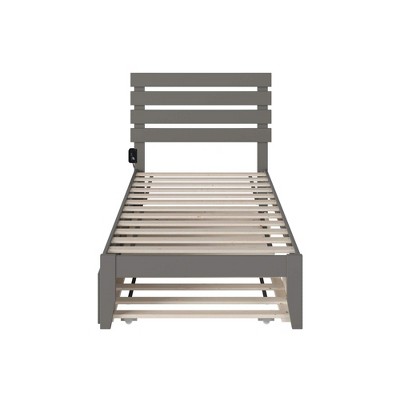 AFI Furnishings Oxford Twin Bed with USB Turbo Charger and Twin Trundle in Grey