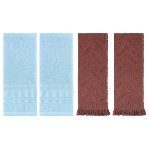 REGALWOVEN 4 Pcs Solid Cotton Soft Absorbent Waffle Hand Towel 13" x 29" - 1 of 4