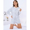 Women's Pajamas Set Print Long Sleeve Tops with Shorts 2025 Comfy Loungewear Nightwear Pullover Pajama Set with Pockets Leopard Print - 4 of 4