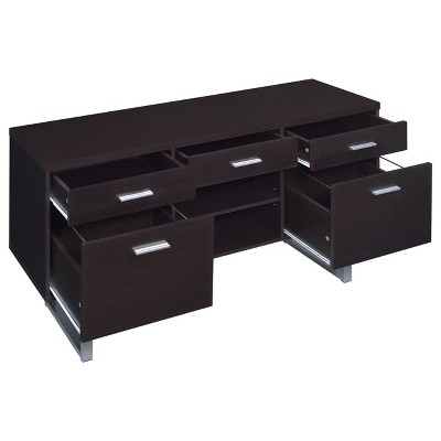 Contemporary 60'' Brown Home Office Desk with Filing Cabinet