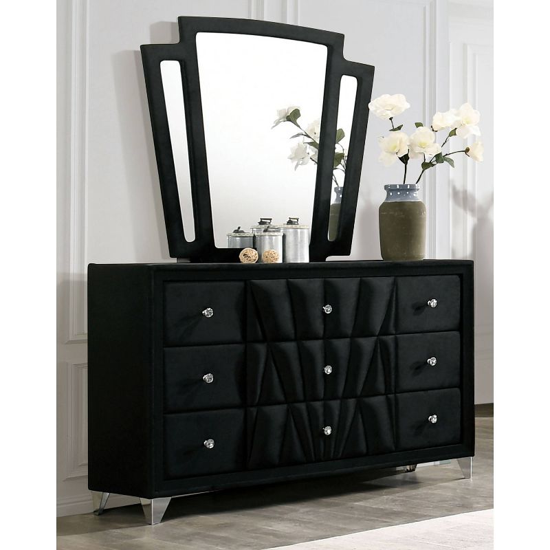 2pc Puma Upholstered Dresser and Mirror Set Black - HOMES: Inside + Out, 3 of 13