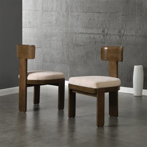 Upholstered Side Dining Chairs Set of 2, Kitchen Chairs with Curved Open Back, Living Room,Kitchen,Lounge - 1 of 4