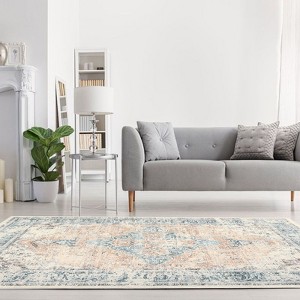 Vintage Printed Non Slip Area Rug Distressed Washable Soft Low Pile Indoor Non Shedding Accent Carpet for Living Room Bedroom - 1 of 4