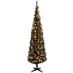Whisen 6FT Prelit Pencil Christmas Tree, Flame-Retardant, No-Hassle Setup & Easy Storage - Black - 1 of 4