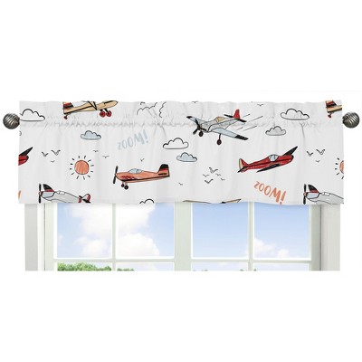 Sweet Jojo Designs Window Valance Treatment 54in. Airplane Red Blue and White